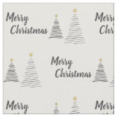 白黒のメリーエレガントクリスマスの木 ファブリック (クローズアップ)