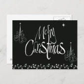 白黒のメリークリスマス シーズンポストカード (正面/裏面)