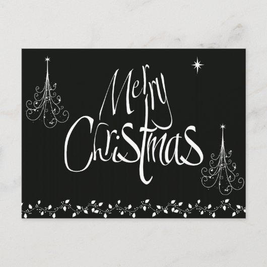 白黒のメリークリスマス シーズンポストカード (正面)
