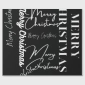 白黒のメリークリスマス ラッピングペーパー (フラット)