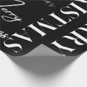 白黒のメリークリスマス ラッピングペーパー (角)