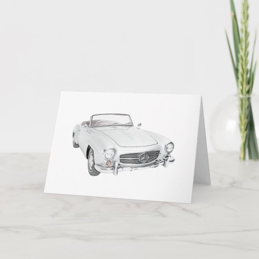 白黒のメルセデスコンバーチブル カード (正面)