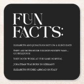 白黒のモダンおもしろい結婚事実 スクエアペーパーコースター (正面)