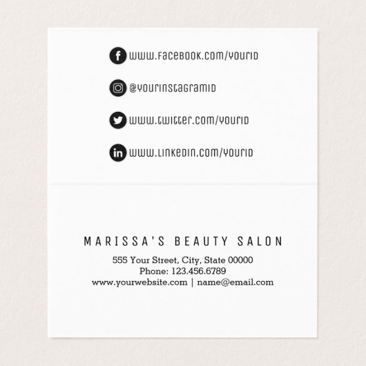 白黒のモダンな手描きの花の会合媒体 名刺 (内部フラット)