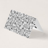 白黒のモダンな手描きの花の会合媒体 名刺 (裏面)