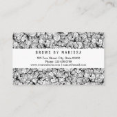 白黒のモダンな手描きの花の眉毛 名刺 (裏面)