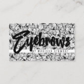白黒のモダンな手描きの花の眉毛 名刺 (正面)