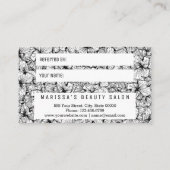 白黒のモダンな手描きの花の紹介 紹介カード (裏面)