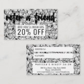 白黒のモダンな手描きの花の紹介 紹介カード (正面/裏面)