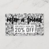 白黒のモダンな手描きの花の紹介 紹介カード (正面)