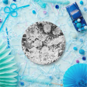 白黒のモダンな水彩画の国の花柄 ペーパープレート (パーティー)