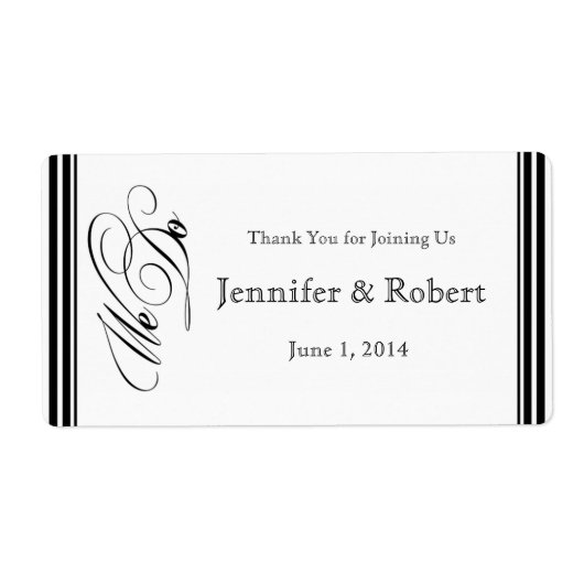 白黒のモダンウォーターボトルLをフレームする ラベル (正面)