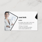 白黒のモダンカスタマイズ可能な不動産仲介業者QRコード 名刺 (裏面)