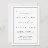 白黒のモダンクラシック横付結婚き 招待状 (正面)