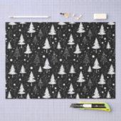 白黒のモダンクリスマスツリー 薄葉紙 (クラフト)