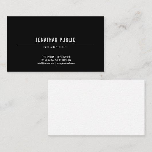 白黒のモダンシンプルテンプレート 名刺 (正面/裏面)