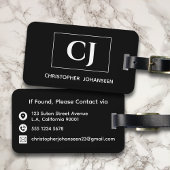 白黒のモダンシンプル基本モノグラムの ラゲッジタグ