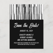 白黒のモダンストライプ日付カードの保存 ポストカード (正面)