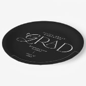 白黒のモダンタイポグラフィパーティー ペーパープレート (アングル)