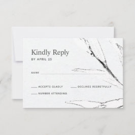 白黒のモダンチラシ結婚グラフィック 出欠カード