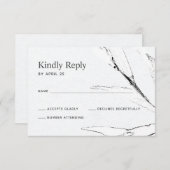 白黒のモダンチラシ結婚グラフィック 出欠カード (正面/裏面)