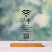 白黒のモダンハート・ビジネスWifiパスワード アクリルサイン (ニュートラル)
