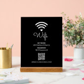 白黒のモダンハート・ビジネスWifiパスワード アクリルサイン (ウェディング)