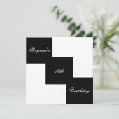 白黒のモダンバースデーパーティ招待状 招待状 (スタンド正面)