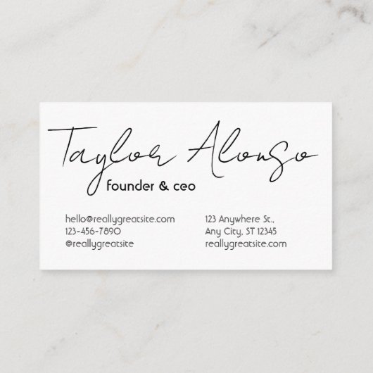 白黒のモダンプロフェッショナル名 エンクロージャーカード (裏面)