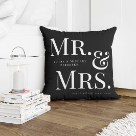 白黒のモダンミセス・名前をカスタムする クッション