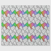 白黒のモダン抽象芸術線のパターン ラッピングペーパー (フラット)