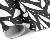 白黒のモダン葉 ラッピングペーパー (ロールコーナー)