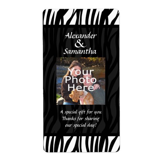 白黒のモダン贈結婚り物または好意ラベル ラベル (正面)