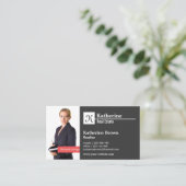 白黒のモノグラムのモダンな最小主義の写真 名刺 (スタンド正面)