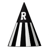 白黒のモノグラムストライプレフェリーパーティー帽子 パーティーハット (正面)