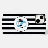 白黒のモノグラムストライプ Case-Mate iPhoneケース (裏面 (横))