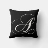 白黒のモノグラムデザイナーモノグラムのな枕 クッション (裏面)