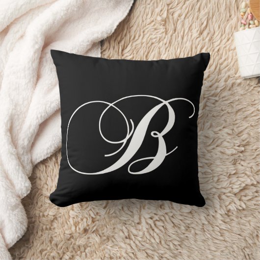 白黒のモノグラムBデザイナーモノグラムのな枕 クッション (ブランケット)