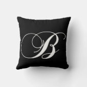 白黒のモノグラムBデザイナーモノグラムのな枕 クッション (裏面)
