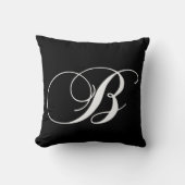 白黒のモノグラムBデザイナーモノグラムのな枕 クッション (正面)