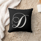 白黒のモノグラムDデザイナーモノグラムのな枕 クッション (ブランケット)