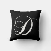 白黒のモノグラムDデザイナーモノグラムのな枕 クッション (裏面)