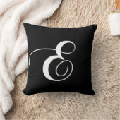 白黒のモノグラムEデザイナーモノグラムのな枕 クッション (ブランケット)