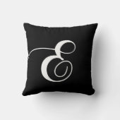 白黒のモノグラムEデザイナーモノグラムのな枕 クッション (裏面)