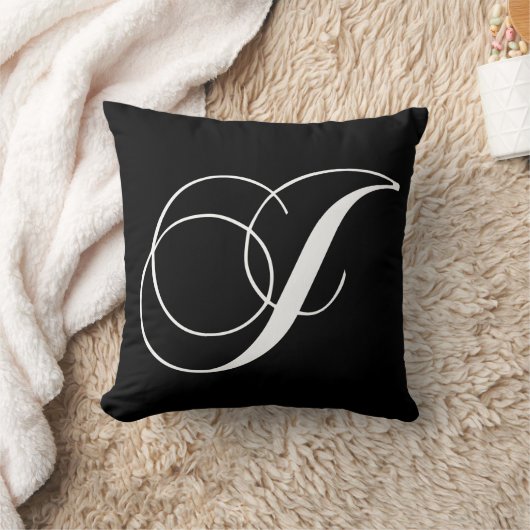 白黒のモノグラムJデザイナーモノグラムのな枕 クッション (ブランケット)