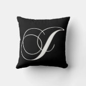 白黒のモノグラムJデザイナーモノグラムのな枕 クッション (裏面)