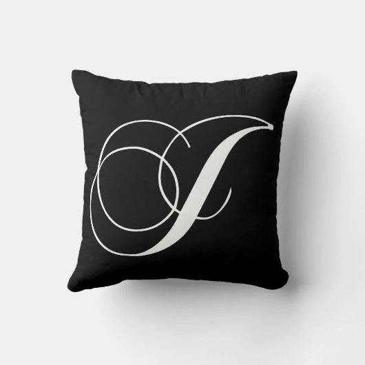 白黒のモノグラムJデザイナーモノグラムのな枕 クッション (裏面)