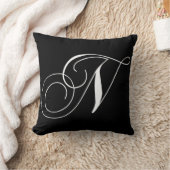 白黒のモノグラムNデザイナーモノグラムのな枕 クッション (ブランケット)