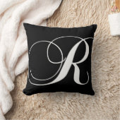 白黒のモノグラムRデザイナーモノグラムのな枕 クッション (ブランケット)