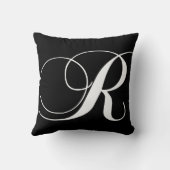白黒のモノグラムRデザイナーモノグラムのな枕 クッション (裏面)